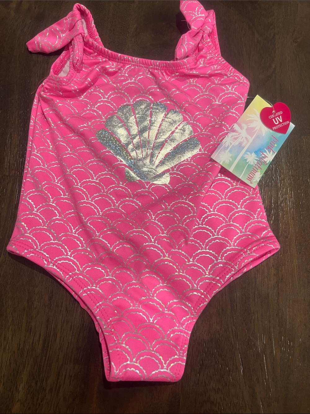 Pink Platinum Bright Pink One-Piece Swimsuit with Gold Shell